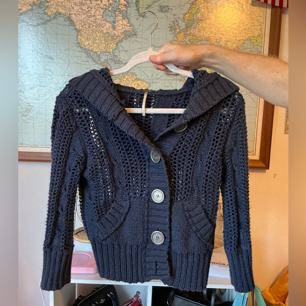 Free people knit cardigan with hood